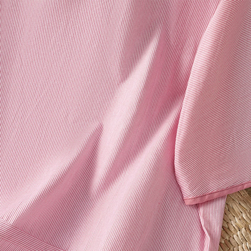 Pullover Stripes Crew Neck Design Women's Cotton Short Sleeves Shirt - Image 12