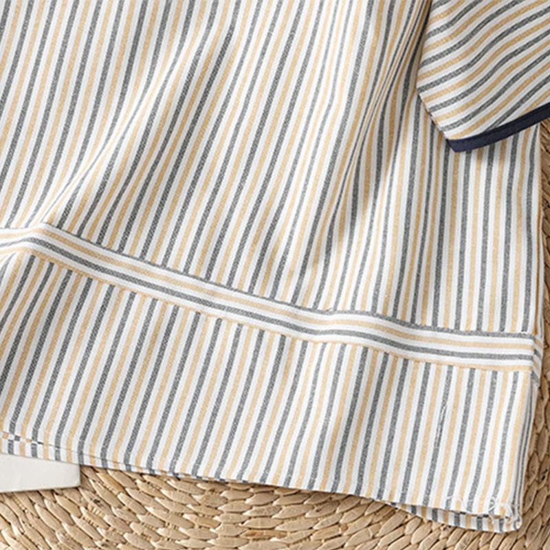 Pullover Stripes Crew Neck Design Women's Cotton Short Sleeves Shirt - Image 19