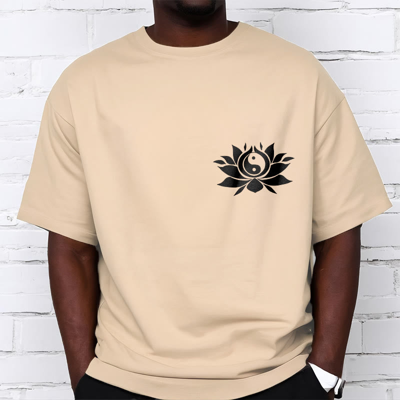 Yin Yang Lotus Flower Design Tee T-shirt - Image 14