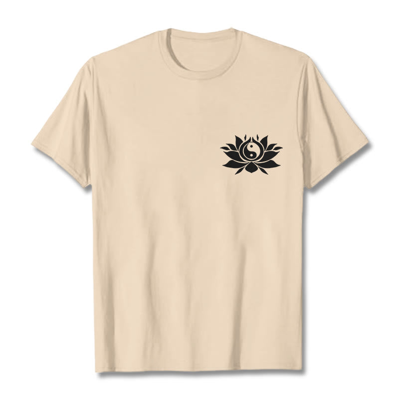 Yin Yang Lotus Flower Design Tee T-shirt - Image 13