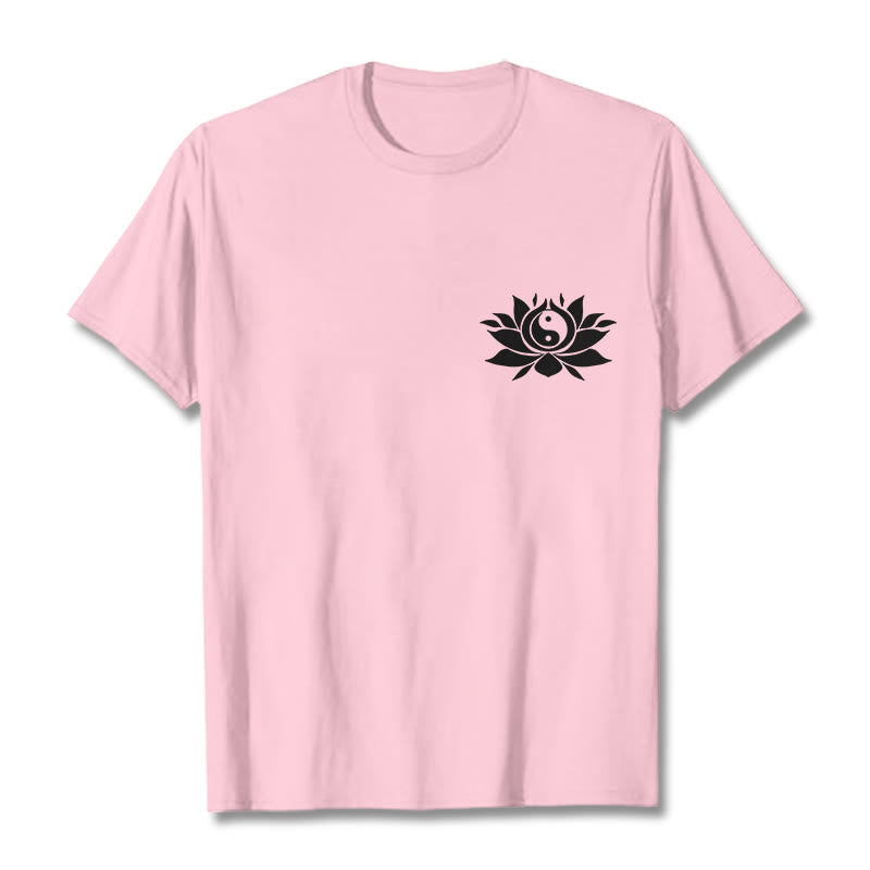 Yin Yang Lotus Flower Design Tee T-shirt - Image 17
