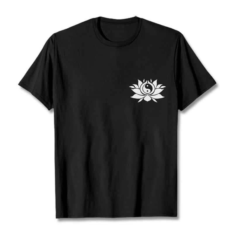 Yin Yang Lotus Flower Design Tee T-shirt