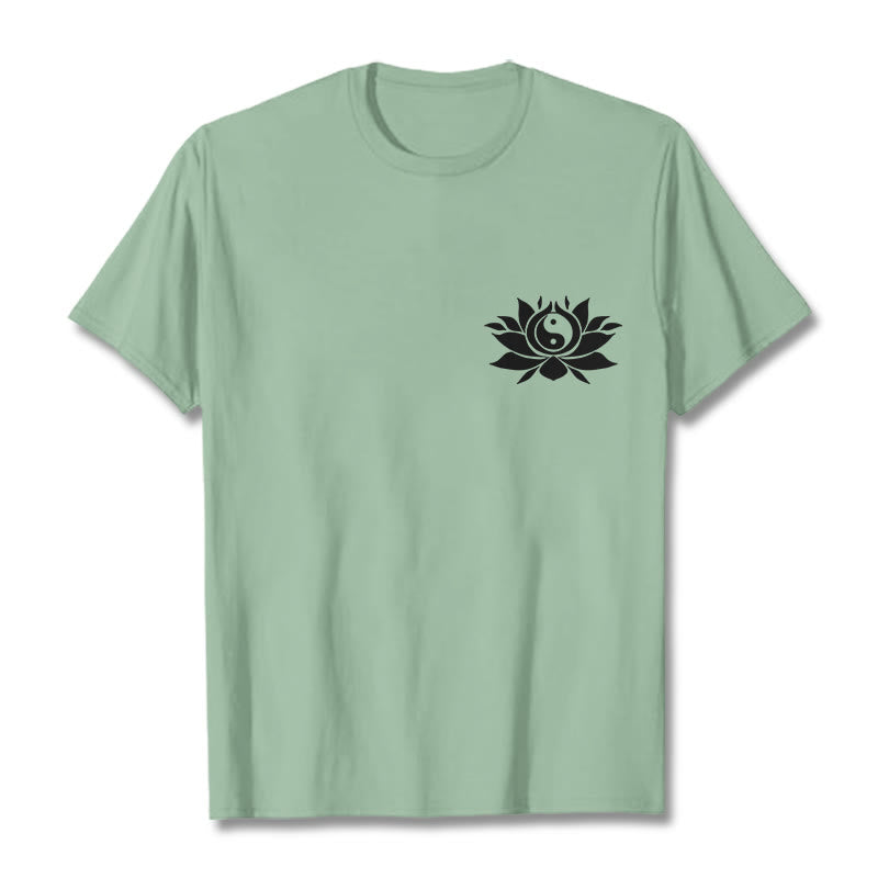Yin Yang Lotus Flower Design Tee T-shirt - Image 15