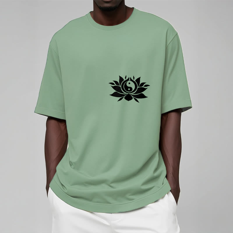 Yin Yang Lotus Flower Design Tee T-shirt - Image 16
