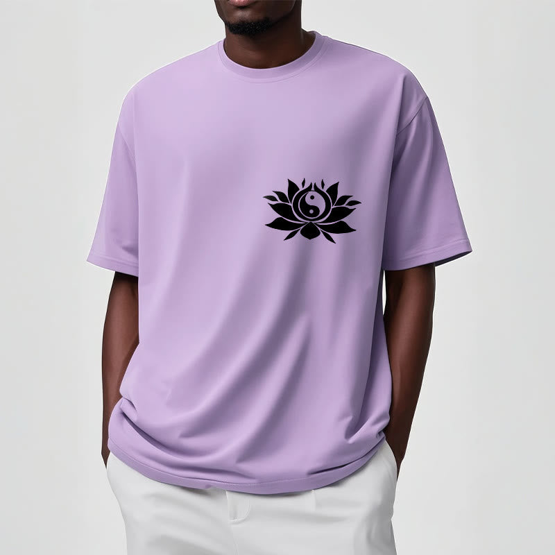 Yin Yang Lotus Flower Design Tee T-shirt - Image 20