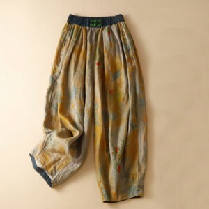 Retro Casual Chinese Frog-Button Design Women's Harem Pants With Pockets