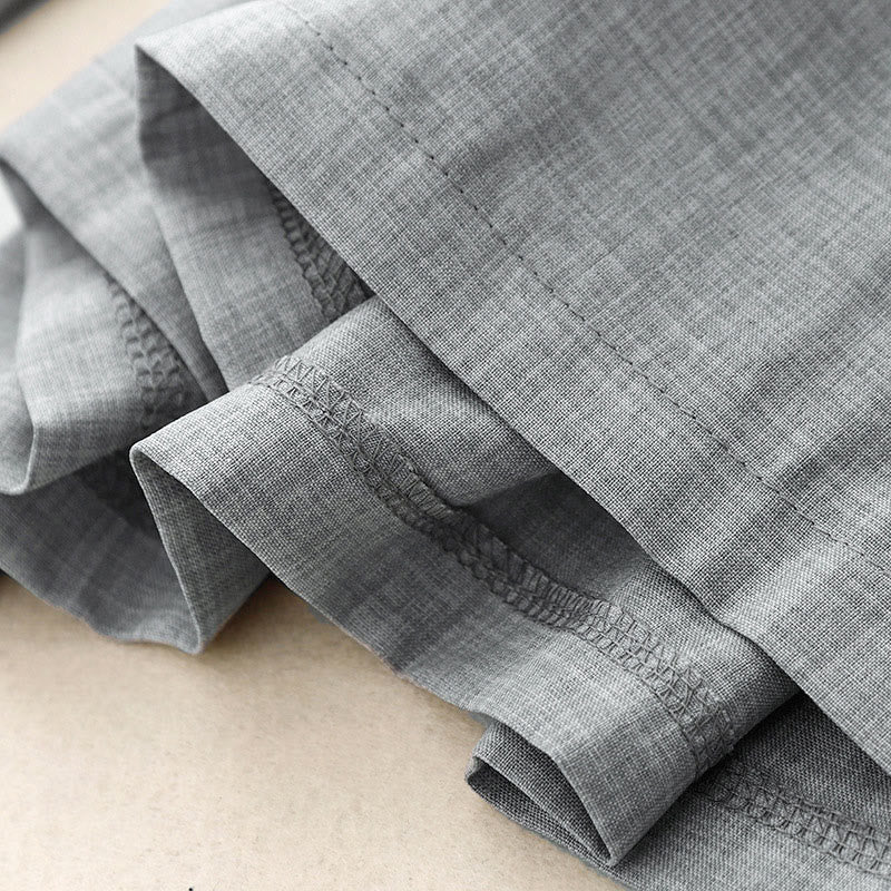 Plain LightSteelBlue Women's Wide Leg Cotton Linen Pants With Pockets - Image 8