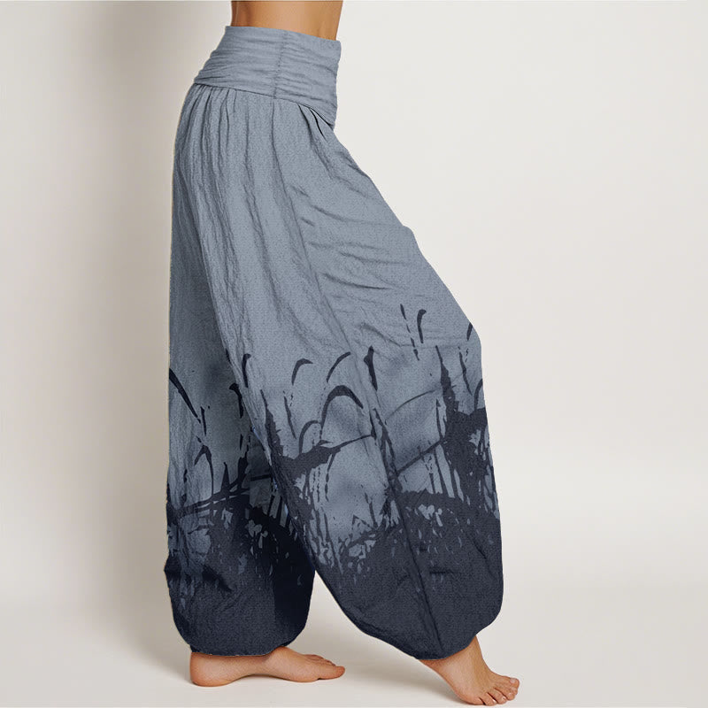 Pure Cotton Wild Grass Pattern Women's Elastic Waist Harem Pants - Image 8