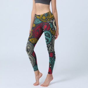 Colorful Paisley Print Gym Leggings Women's Yoga Pants