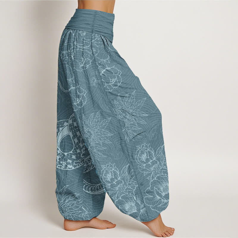 Pure Cotton Snake Lotus Women's Elastic Waist Harem Pants - Image 10