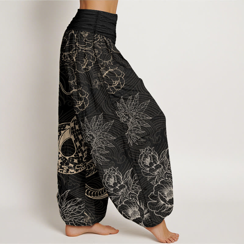 Pure Cotton Snake Lotus Women's Elastic Waist Harem Pants - Image 2