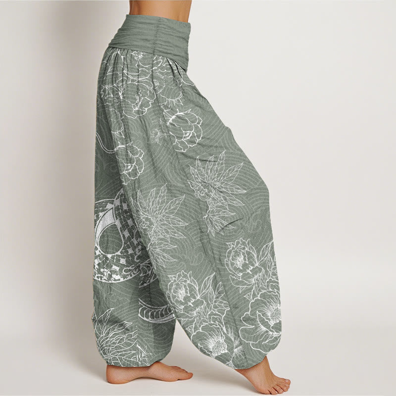 Pure Cotton Snake Lotus Women's Elastic Waist Harem Pants - Image 7