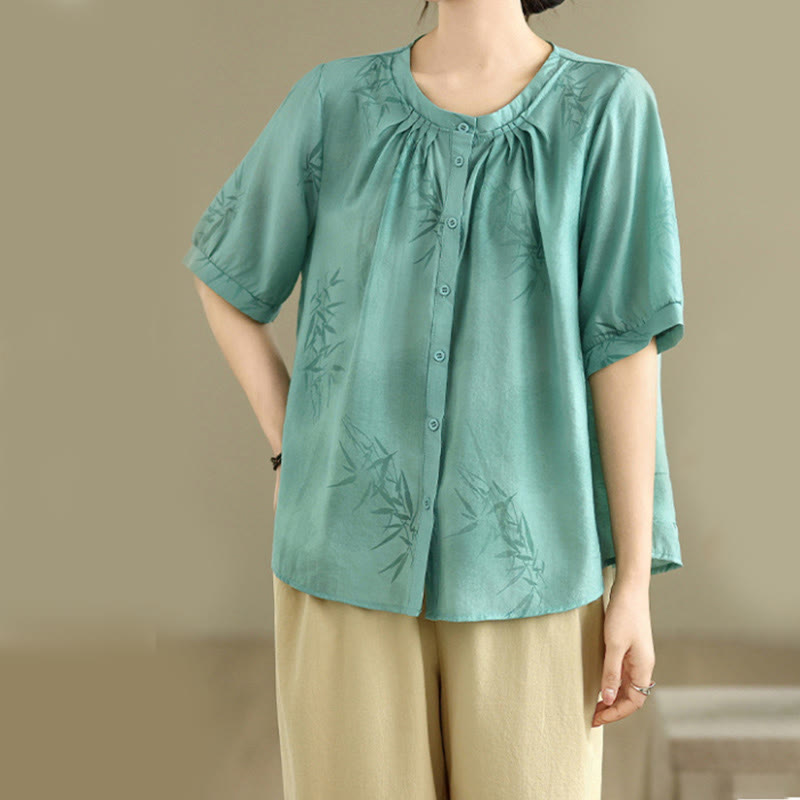 2pcs Casual Women's Short Sleeve Shirt Harem Pants Meditation Clothing Set - Image 7