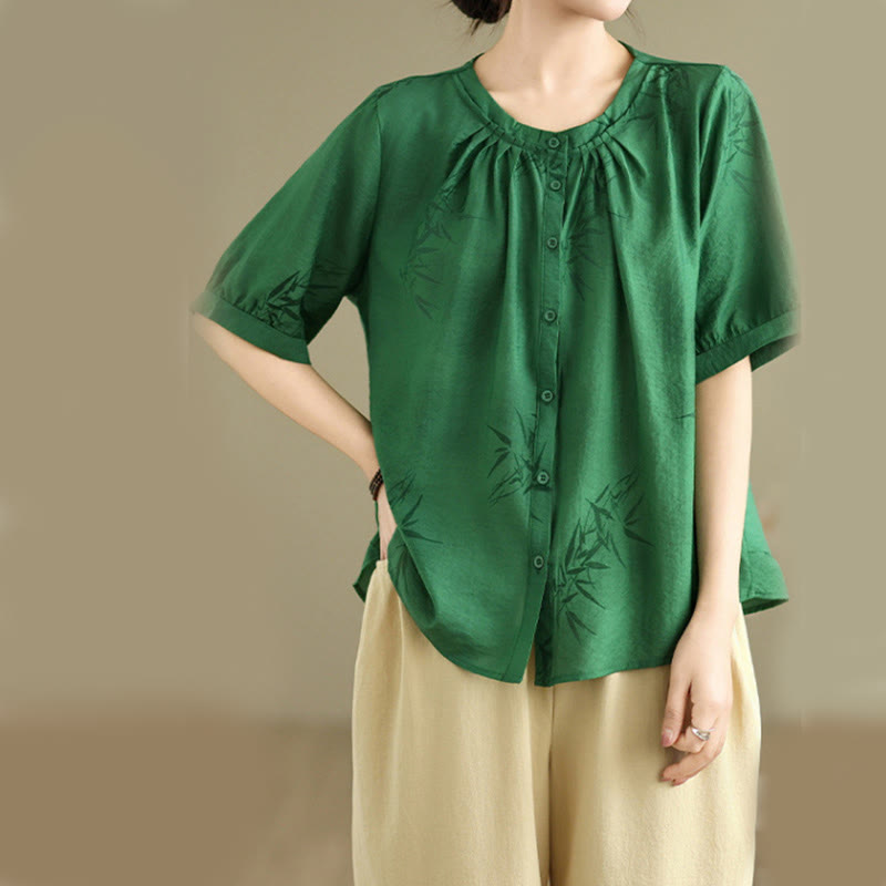 2pcs Casual Women's Short Sleeve Shirt Harem Pants Meditation Clothing Set - Image 24