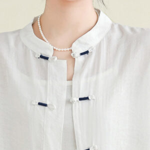 2pcs Casual Women's Frog Button Shirt Loose Pants Meditation Clothing Set - Image 18