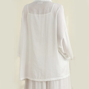 2pcs Casual Women's Frog Button Shirt Loose Pants Meditation Clothing Set - Image 11