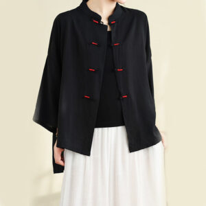 2pcs Casual Women's Frog Button Shirt Loose Pants Meditation Clothing Set - Image 24