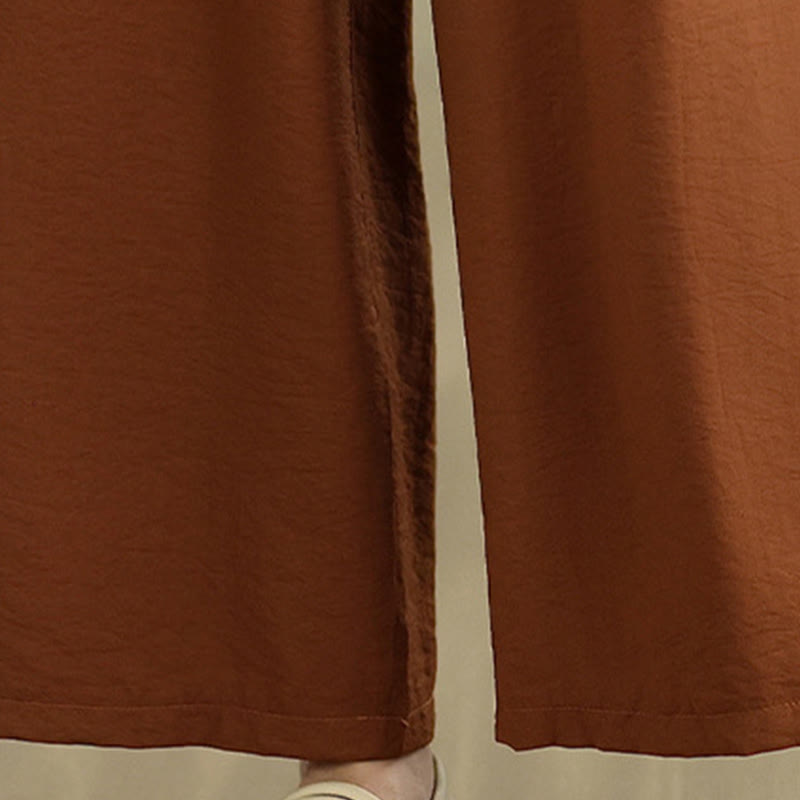 2pcs Casual Women's Stand Collar Shirt Loose Pants Meditation Clothing Set - Image 6