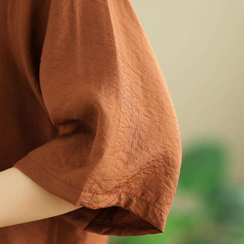 2pcs Casual Women's Stand Collar Shirt Loose Pants Meditation Clothing Set - Image 7