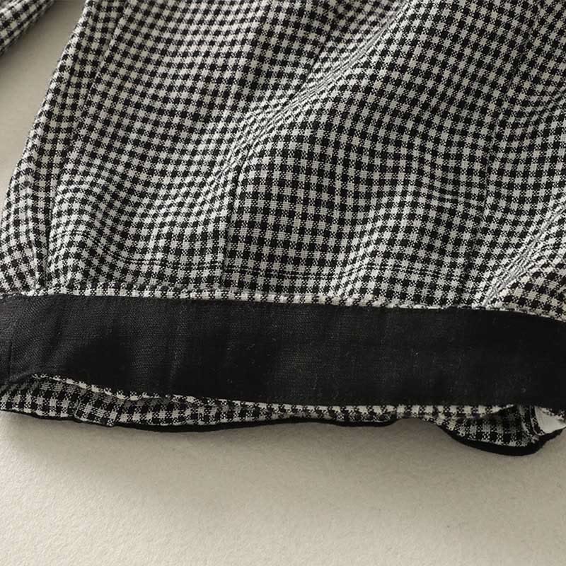 Plaid Pattern Drawstring Women's Cotton Linen Harem Pants With Pockets - Image 9