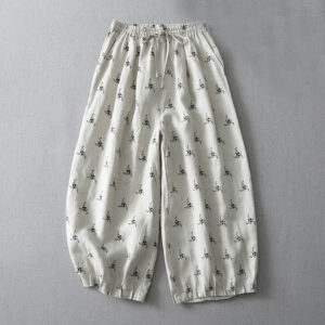 Polka Dot Floral Pattern Pattern Women's Cotton Linen Harem Pants With Pockets