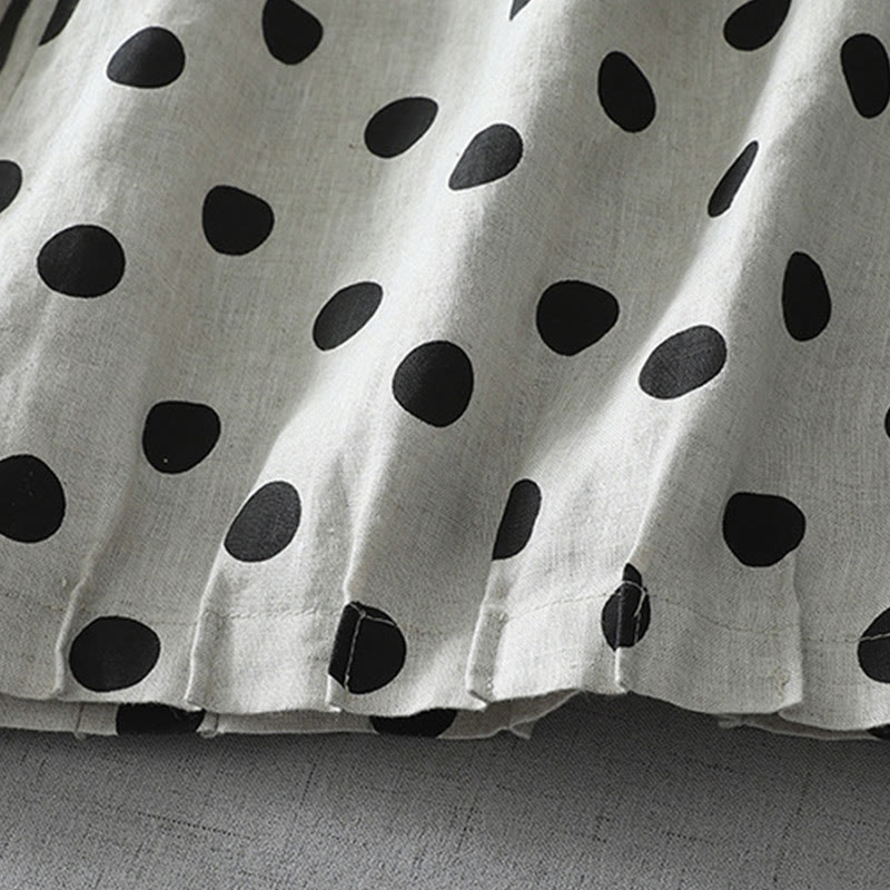 Polka Dot Floral Pattern Pattern Women's Cotton Linen Harem Pants With Pockets - Image 8