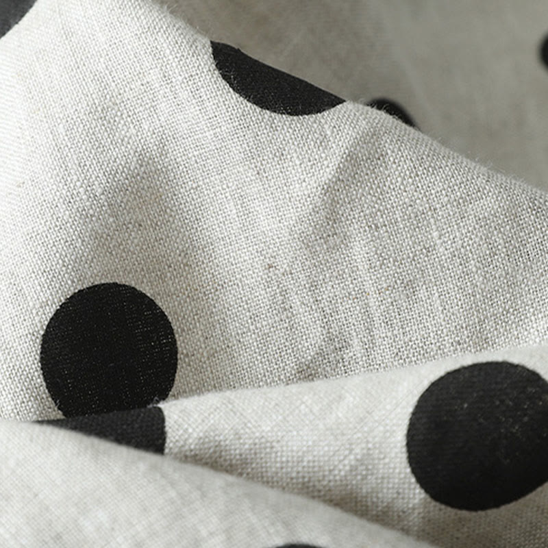 Polka Dot Floral Pattern Pattern Women's Cotton Linen Harem Pants With Pockets - Image 7