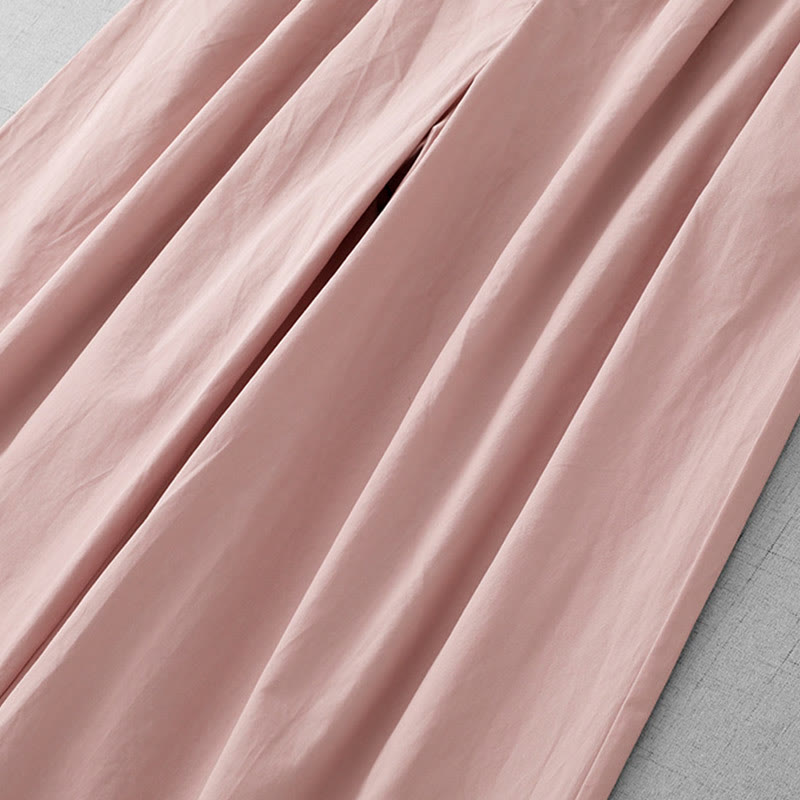 Casual Plain High Waist Women's Polyester 7-8 Length Wide Leg Pants With Pockets - Image 12