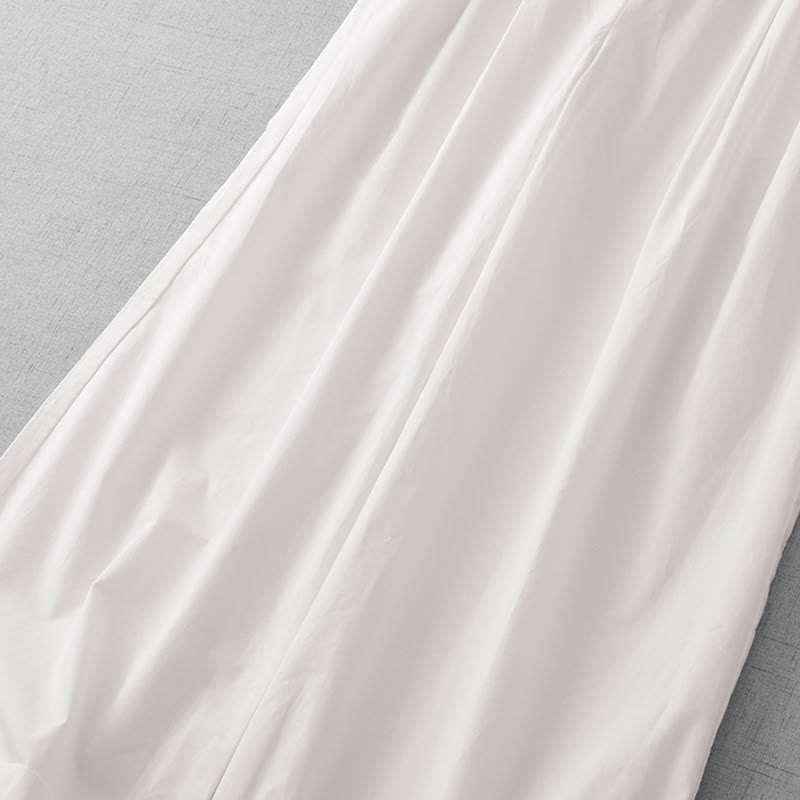 Casual Plain High Waist Women's Polyester 7-8 Length Wide Leg Pants With Pockets - Image 16