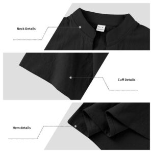 Solid Summer Short Sleeve Half Buttons Linen Men's Shirt - Image 6