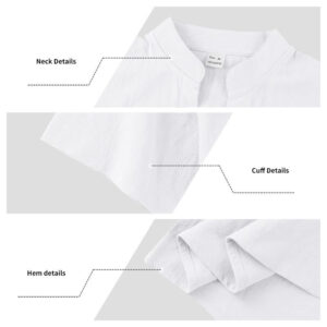 Solid Summer Short Sleeve Half Buttons Linen Men's Shirt - Image 12