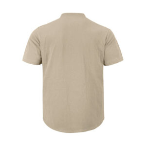 Solid Summer Short Sleeve Half Buttons Linen Men's Shirt - Image 15