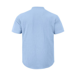 Solid Summer Short Sleeve Half Buttons Linen Men's Shirt - Image 21