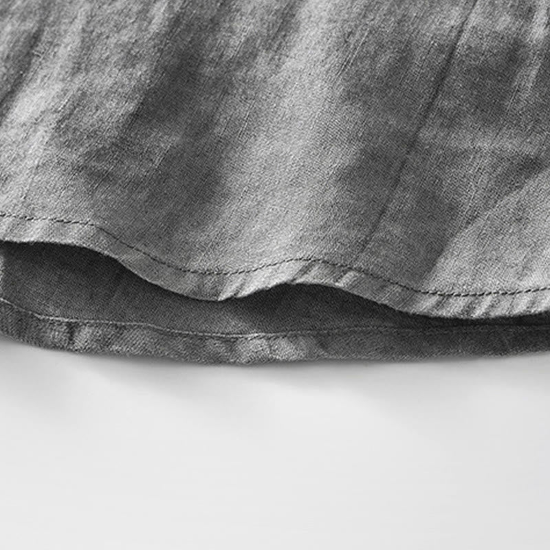 Summer Buttons Short Sleeve Ramie Linen Cotton Men's Shirt - Image 7