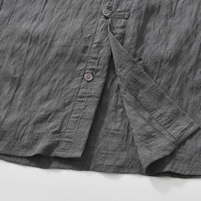 Summer Short Sleeve Buttons Men's Shirt With Two Pockets - Image 9