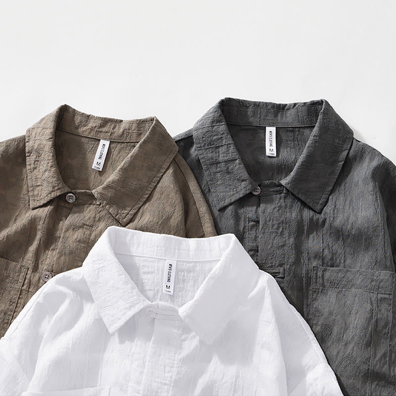 Summer Short Sleeve Buttons Men's Shirt With Two Pockets - Image 18