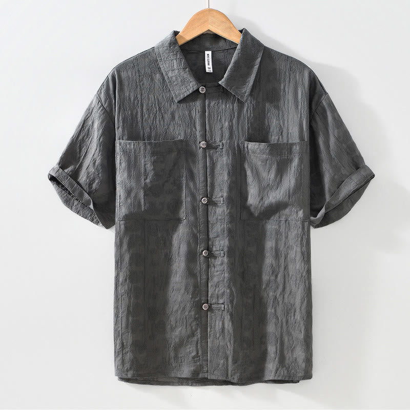 Summer Short Sleeve Buttons Men's Shirt With Two Pockets - Image 3
