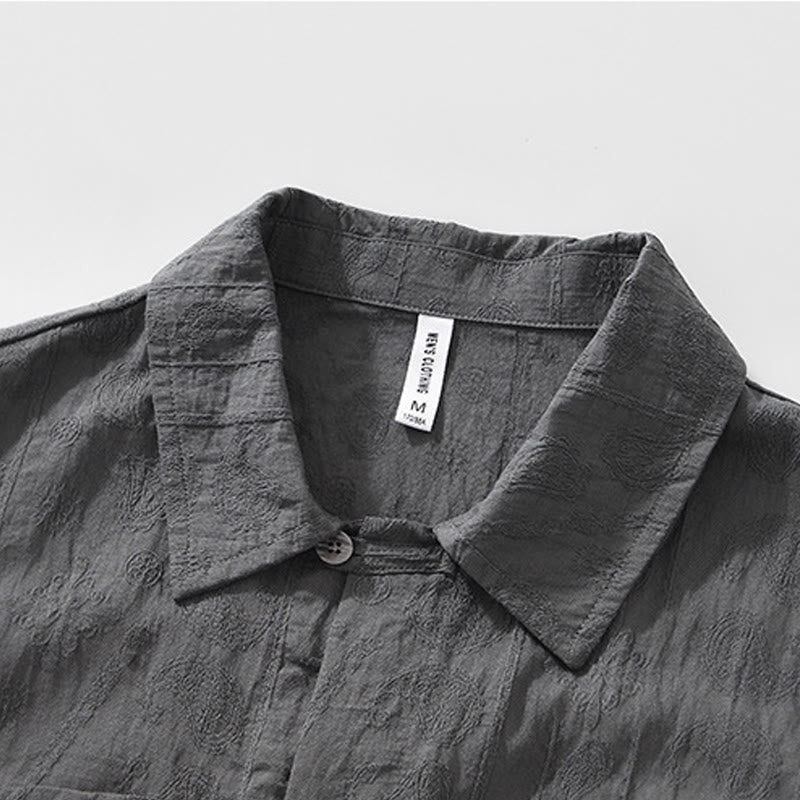 Summer Short Sleeve Buttons Men's Shirt With Two Pockets - Image 5