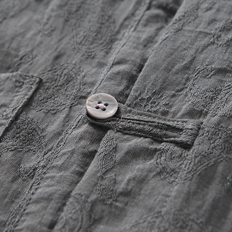 Summer Short Sleeve Buttons Men's Shirt With Two Pockets - Image 7