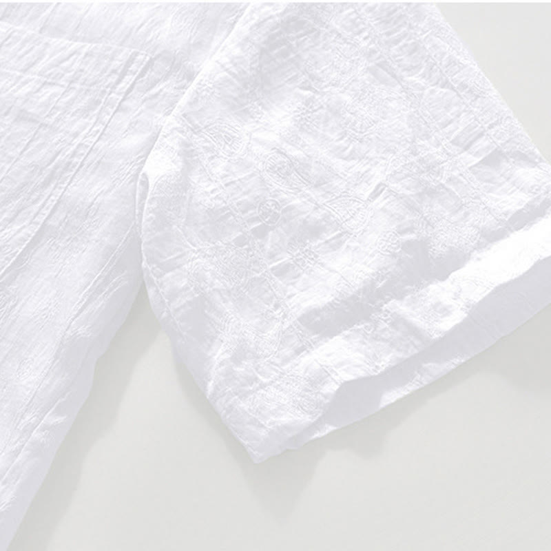 Summer Short Sleeve Buttons Men's Shirt With Two Pockets - Image 16