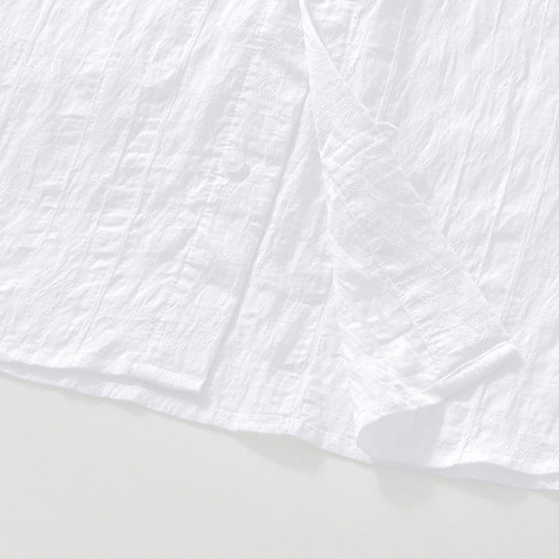 Summer Short Sleeve Buttons Men's Shirt With Two Pockets - Image 15