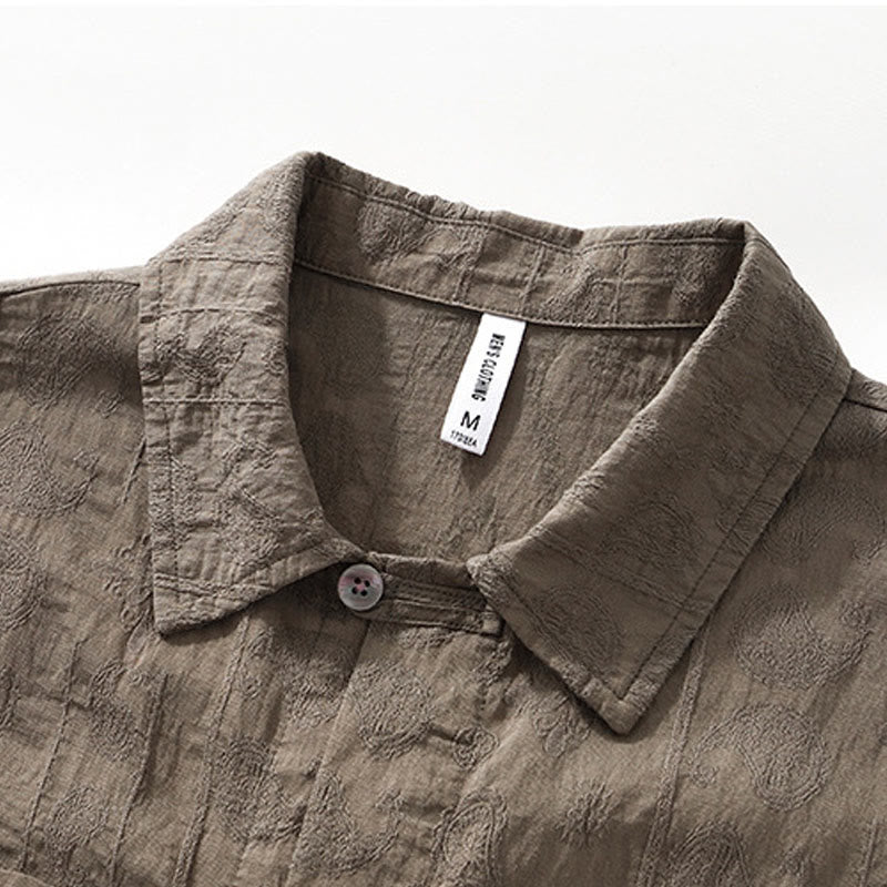 Summer Short Sleeve Buttons Men's Shirt With Two Pockets - Image 20