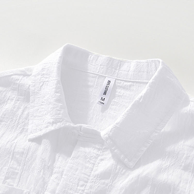 Summer Short Sleeve Buttons Men's Shirt With Two Pockets - Image 13