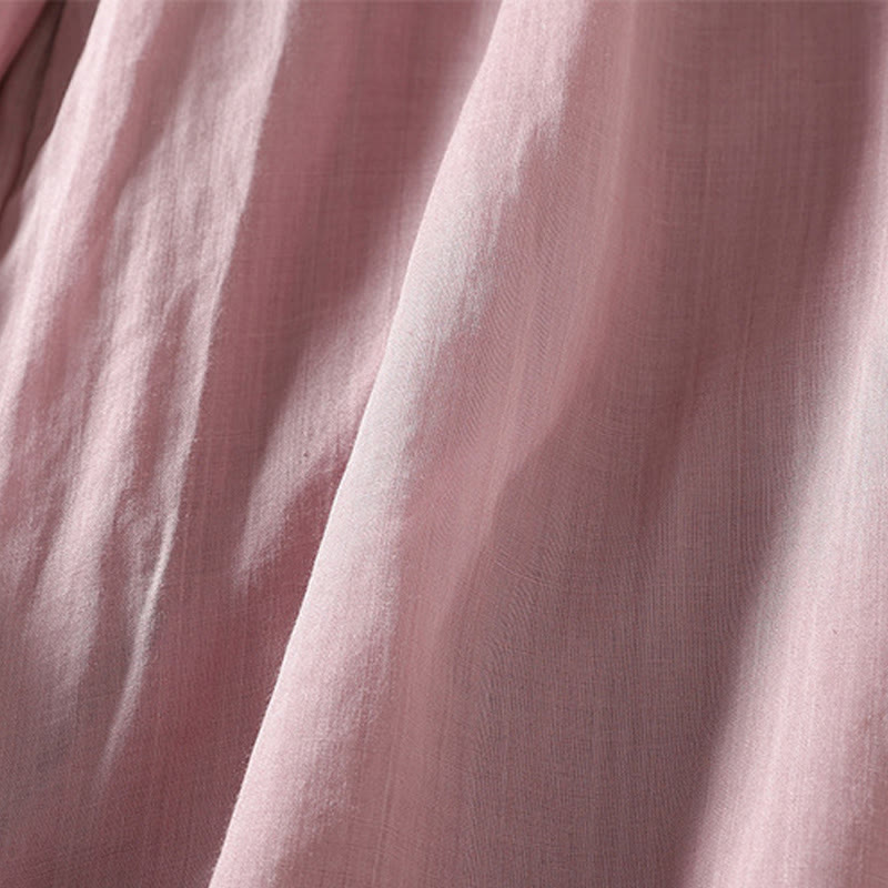 Casual Drawstring Cotton Linen Ankle-Length Women's Wide Leg Pants With Pockets - Image 3