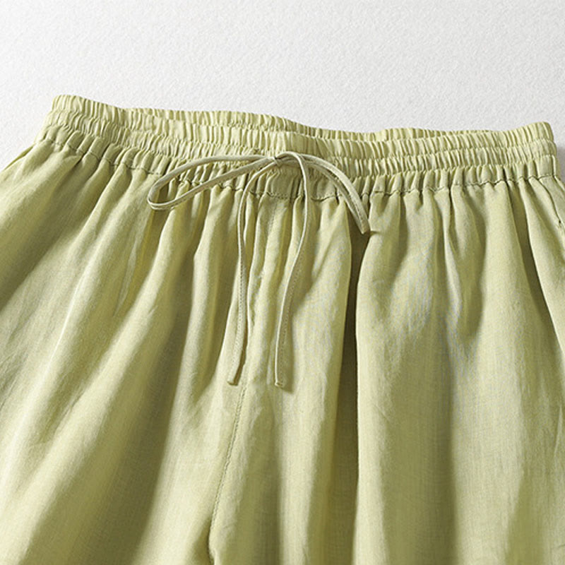 Casual Drawstring Cotton Linen Ankle-Length Women's Wide Leg Pants With Pockets - Image 16