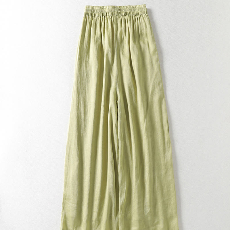 Casual Drawstring Cotton Linen Ankle-Length Women's Wide Leg Pants With Pockets - Image 15