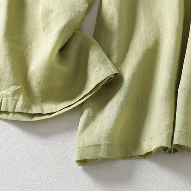 Casual Drawstring Cotton Linen Ankle-Length Women's Wide Leg Pants With Pockets - Image 21