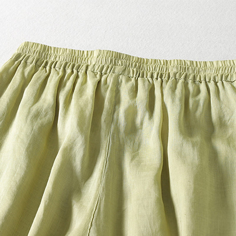 Casual Drawstring Cotton Linen Ankle-Length Women's Wide Leg Pants With Pockets - Image 17