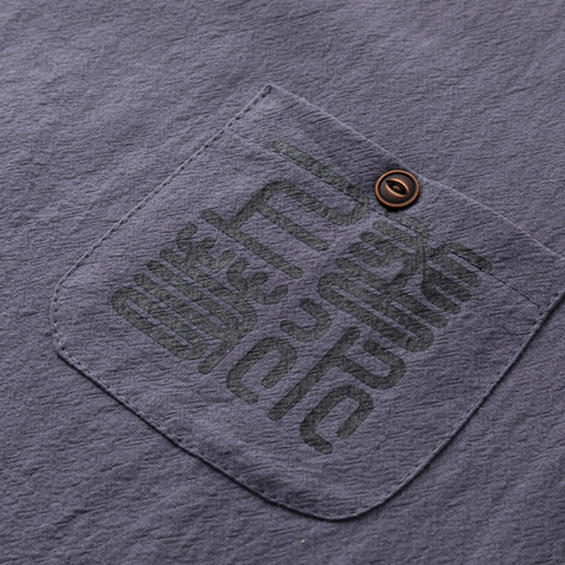 2Pcs Chinese Characters Crane Cotton Shirt Pants With Pockets Men's Meditation Cloth Set - Image 21