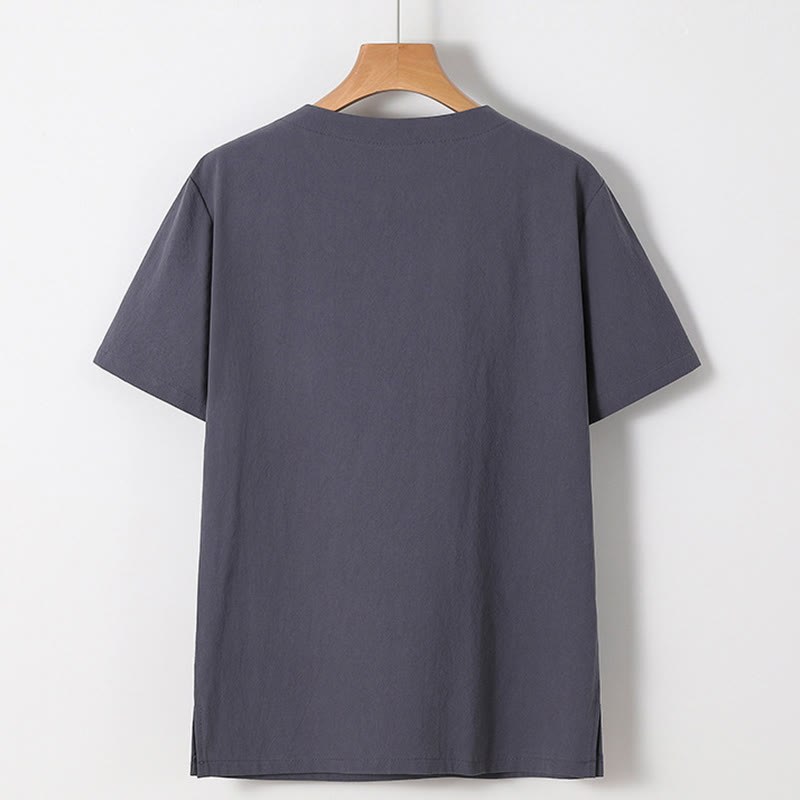 2Pcs Chinese Characters Crane Cotton Shirt Pants With Pockets Men's Meditation Cloth Set - Image 19